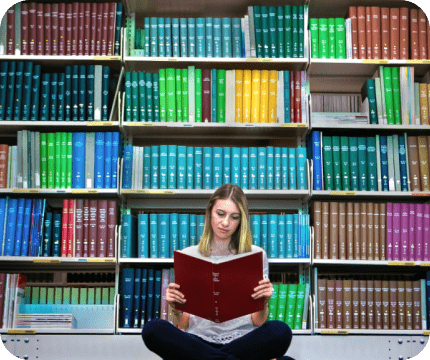 Student reading at Library